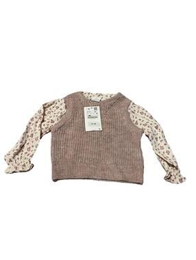 Zara 12-18m Girls Sweater Vest Floral top Pink H97
